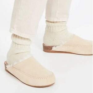 Revolve Villa Rouge Valdez Suede Leather Slippers in Nude
